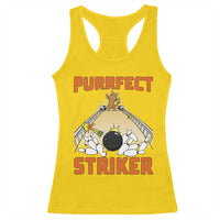 Funny Cat Bowling Gift Racerback Tank Top Purrfect Striker - Wonder Print Shop