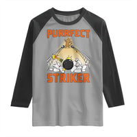 Funny Cat Bowling Gift Raglan Shirt Purrfect Striker - Wonder Print Shop