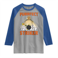 Funny Cat Bowling Gift Raglan Shirt Purrfect Striker - Wonder Print Shop