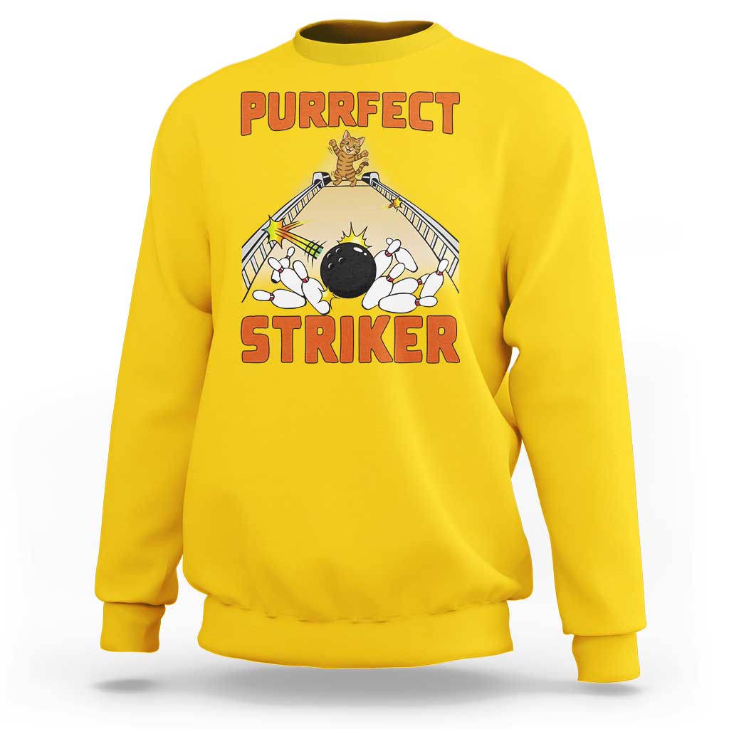 Funny Cat Bowling Gift Sweatshirt Purrfect Striker - Wonder Print Shop