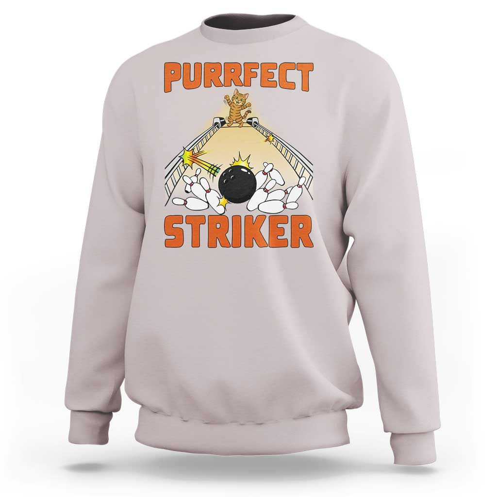 Funny Cat Bowling Gift Sweatshirt Purrfect Striker - Wonder Print Shop