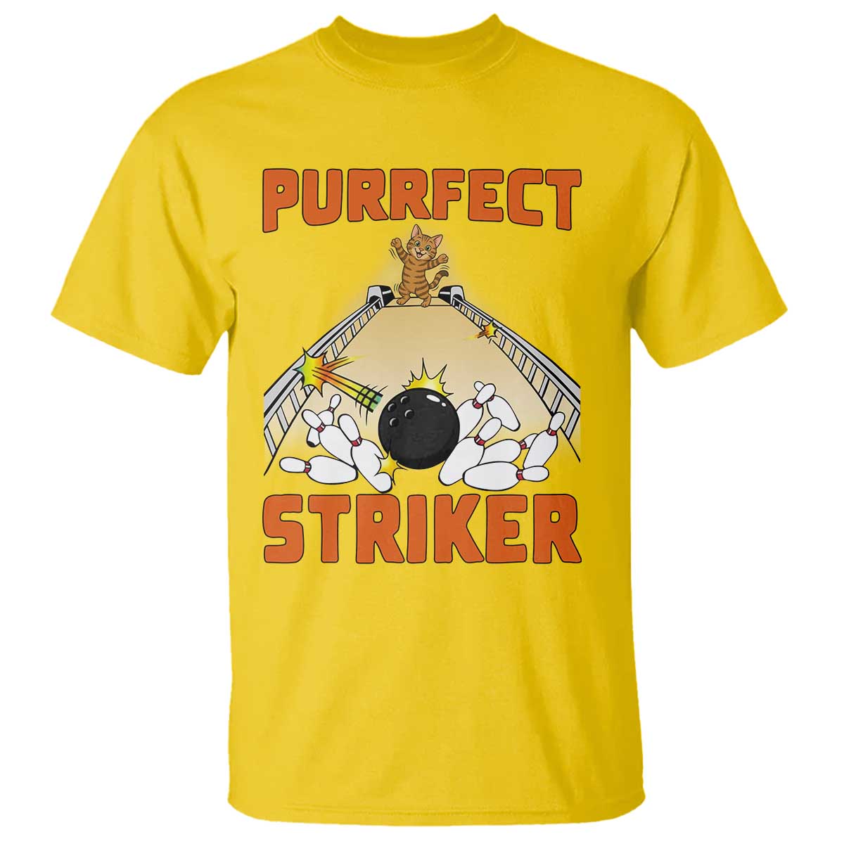 Funny Cat Bowling Gift T Shirt Purrfect Striker - Wonder Print Shop