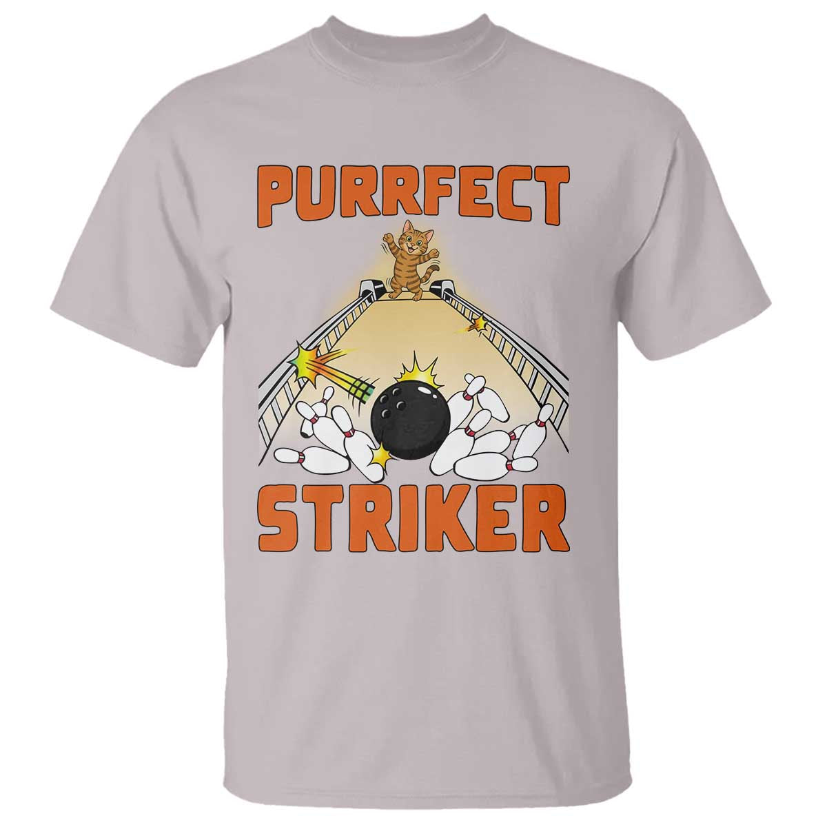 Funny Cat Bowling Gift T Shirt Purrfect Striker - Wonder Print Shop