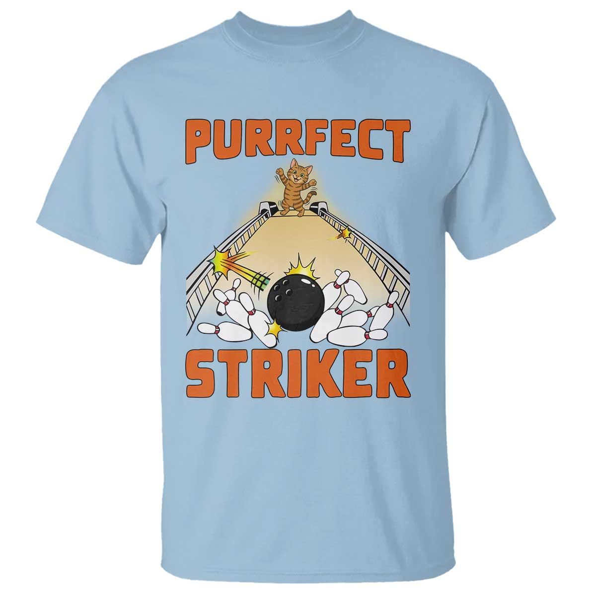 Funny Cat Bowling Gift T Shirt Purrfect Striker - Wonder Print Shop