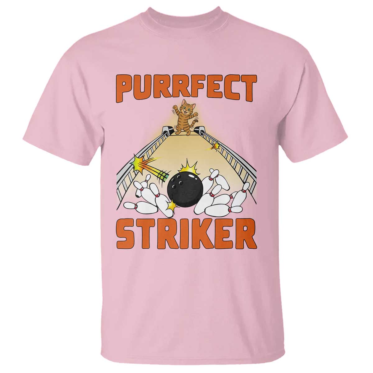 Funny Cat Bowling Gift T Shirt Purrfect Striker - Wonder Print Shop