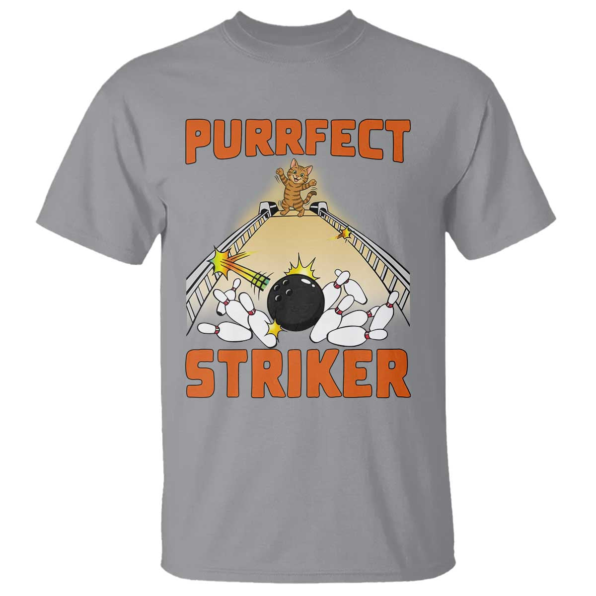 Funny Cat Bowling Gift T Shirt Purrfect Striker - Wonder Print Shop