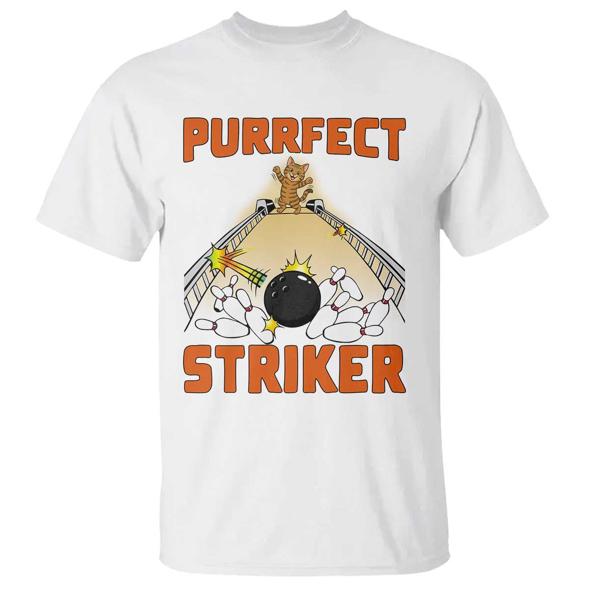 Funny Cat Bowling Gift T Shirt Purrfect Striker - Wonder Print Shop