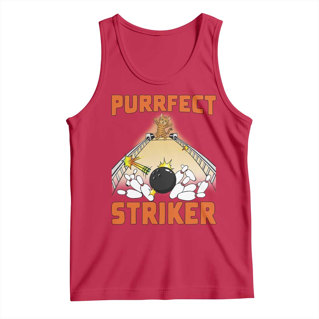 Funny Cat Bowling Gift Tank Top Purrfect Striker - Wonder Print Shop