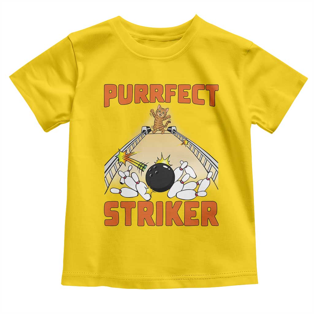 Funny Cat Bowling Gift Toddler T Shirt Purrfect Striker - Wonder Print Shop