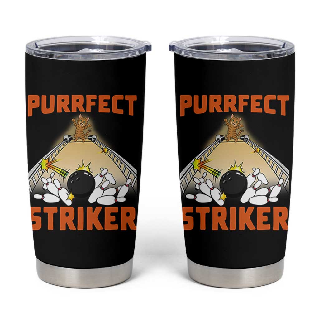 Funny Cat Bowling Gift Tumbler Cup Purrfect Striker - Wonder Print Shop