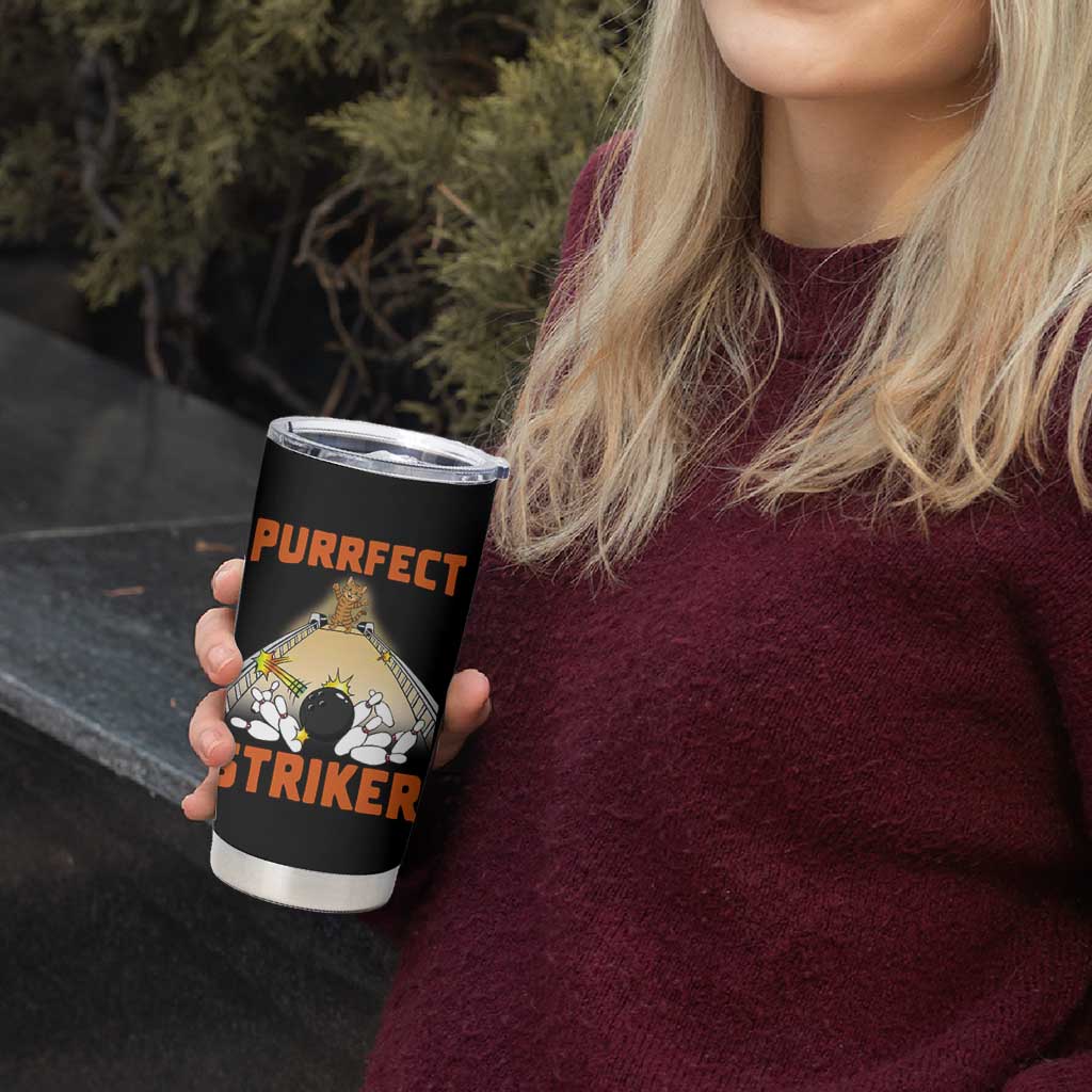 Funny Cat Bowling Gift Tumbler Cup Purrfect Striker - Wonder Print Shop