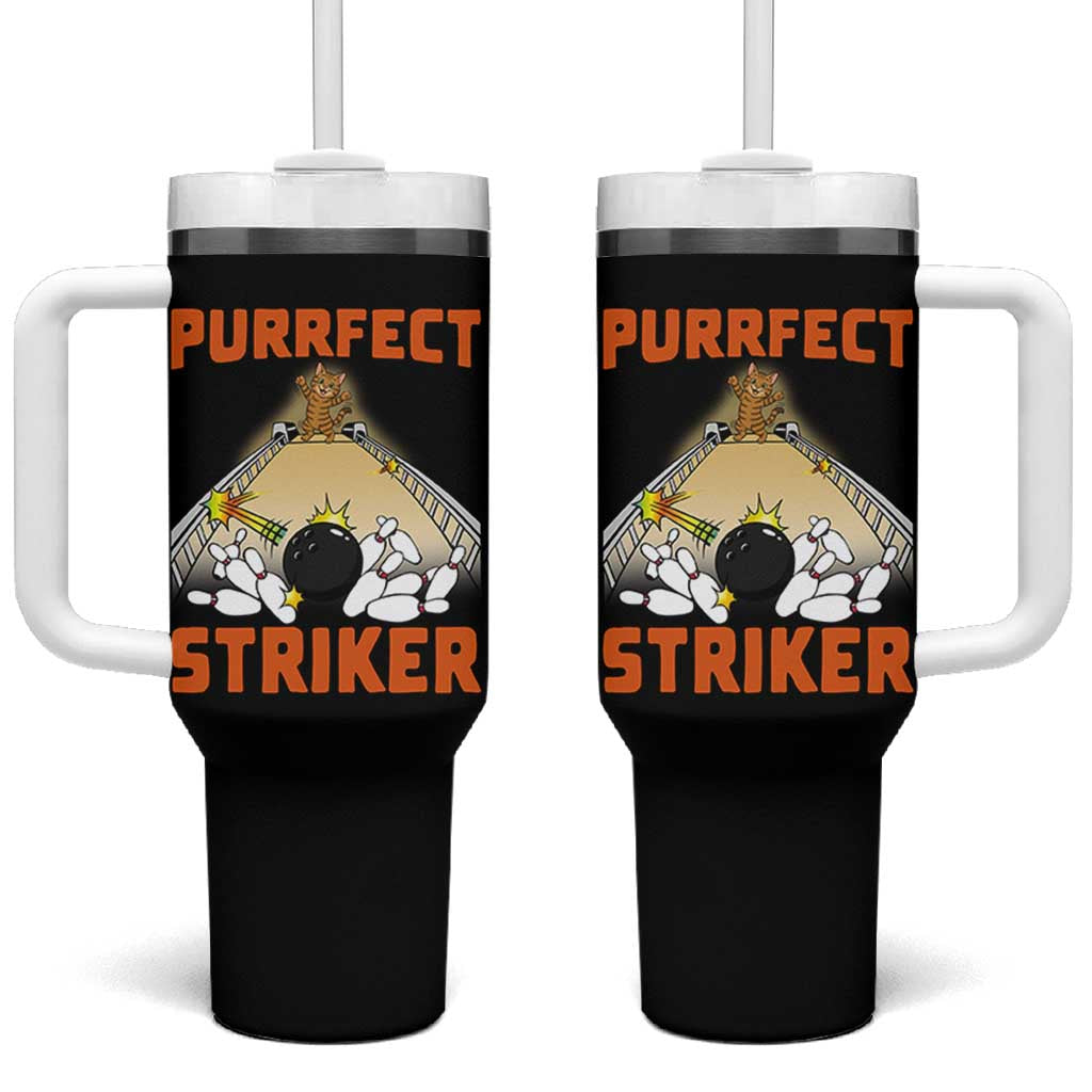 Funny Cat Bowling Gift Tumbler With Handle Purrfect Striker - Wonder Print Shop