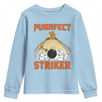 Funny Cat Bowling Gift Youth Sweatshirt Purrfect Striker - Wonder Print Shop