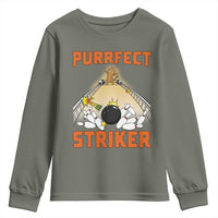 Funny Cat Bowling Gift Youth Sweatshirt Purrfect Striker - Wonder Print Shop