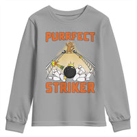Funny Cat Bowling Gift Youth Sweatshirt Purrfect Striker - Wonder Print Shop