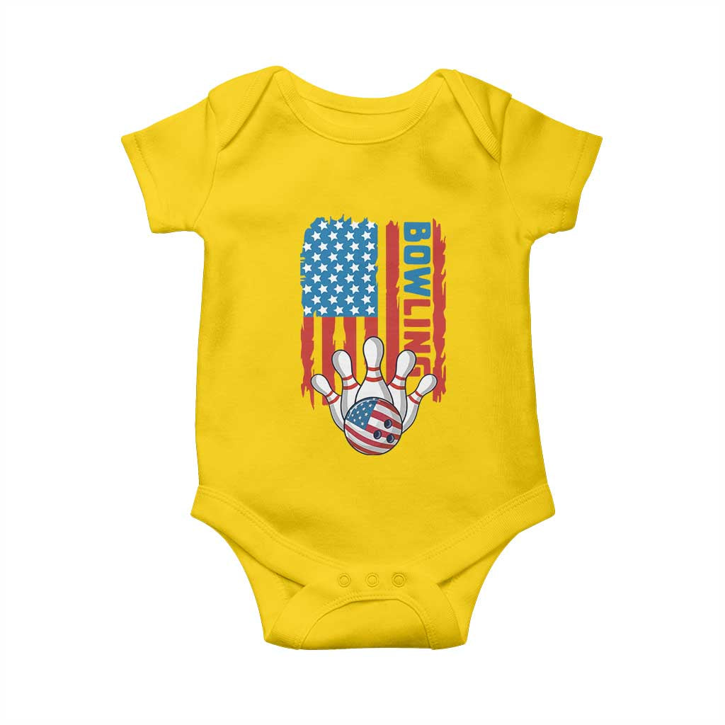 American Flag Patriotic Bowling Baby Onesie Bowler Gift - Wonder Print Shop