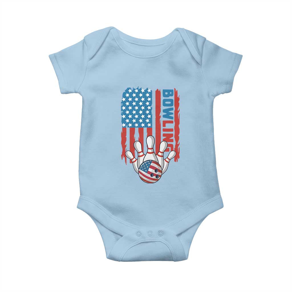 American Flag Patriotic Bowling Baby Onesie Bowler Gift - Wonder Print Shop
