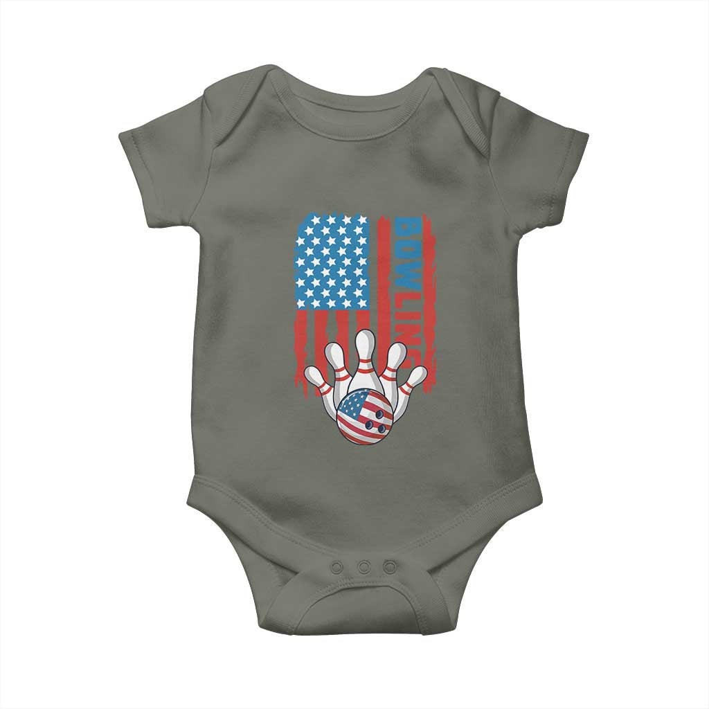 American Flag Patriotic Bowling Baby Onesie Bowler Gift - Wonder Print Shop