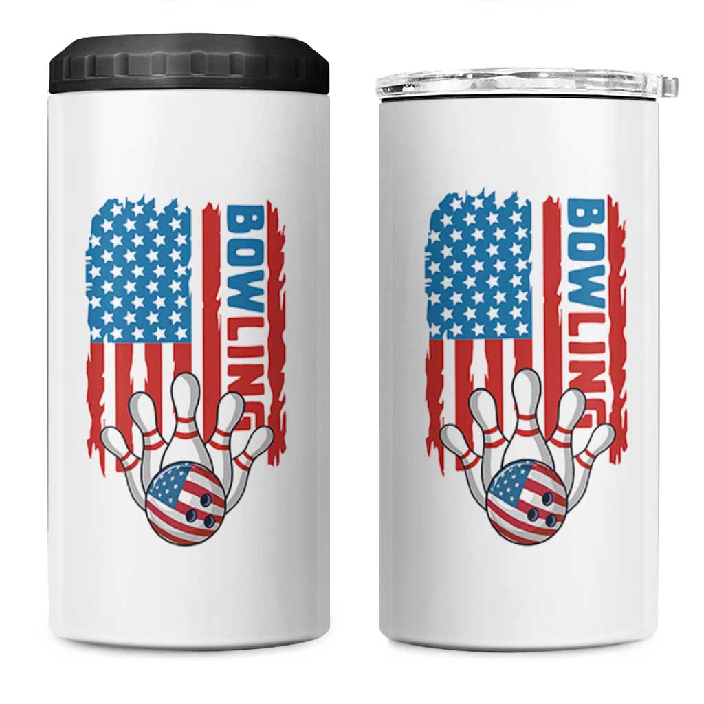 American Flag Patriotic Bowling 4 in 1 Can Cooler Tumbler Bowler Gift - Wonder Print Shop