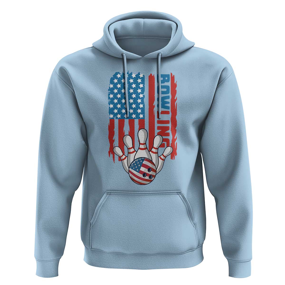 American Flag Patriotic Bowling Hoodie Bowler Gift - Wonder Print Shop