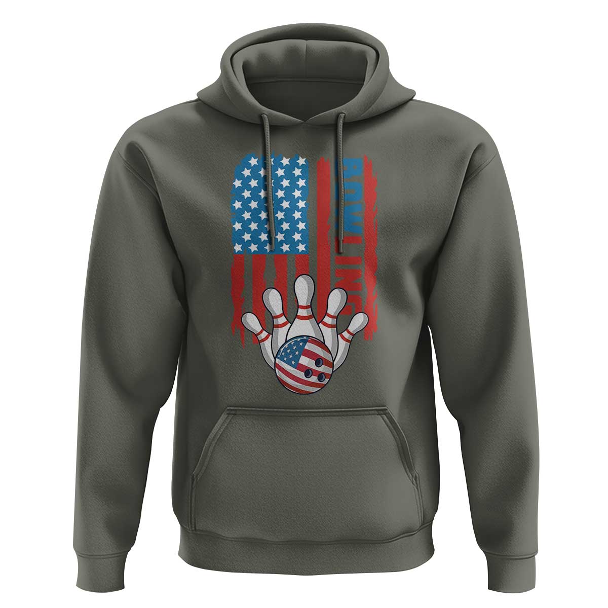 American Flag Patriotic Bowling Hoodie Bowler Gift - Wonder Print Shop