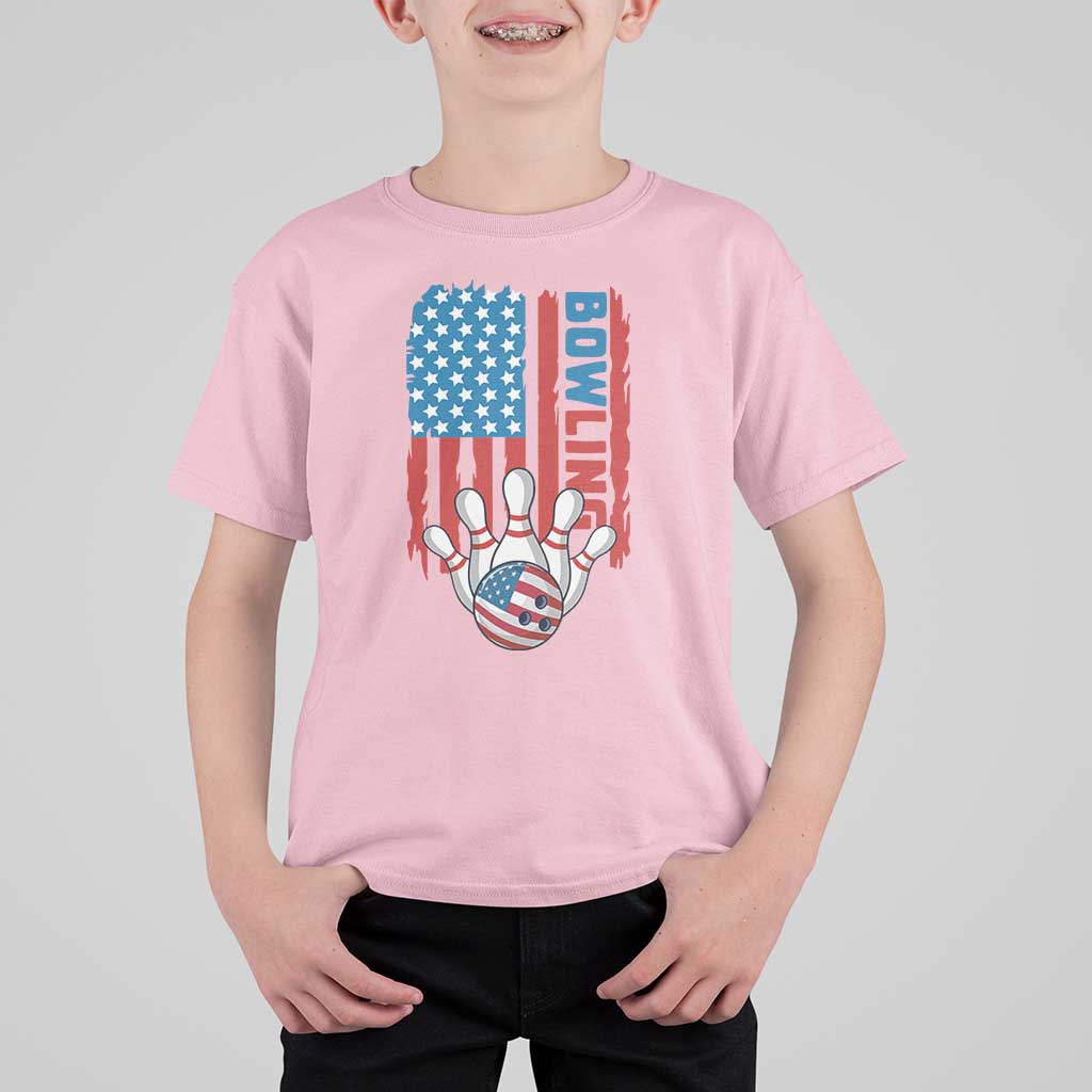 American Flag Patriotic Bowling T Shirt For Kid Bowler Gift - Wonder Print Shop