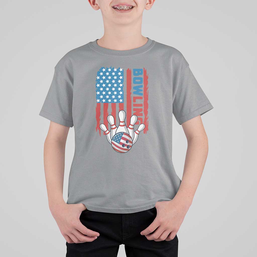 American Flag Patriotic Bowling T Shirt For Kid Bowler Gift - Wonder Print Shop