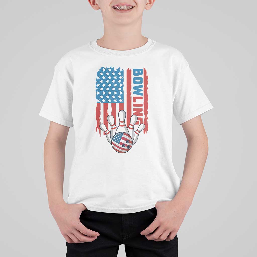 American Flag Patriotic Bowling T Shirt For Kid Bowler Gift - Wonder Print Shop