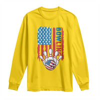 American Flag Patriotic Bowling Long Sleeve Shirt Bowler Gift - Wonder Print Shop