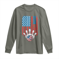 American Flag Patriotic Bowling Long Sleeve Shirt Bowler Gift - Wonder Print Shop