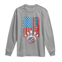 American Flag Patriotic Bowling Long Sleeve Shirt Bowler Gift - Wonder Print Shop