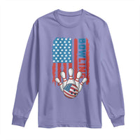 American Flag Patriotic Bowling Long Sleeve Shirt Bowler Gift - Wonder Print Shop