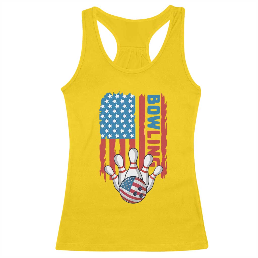 American Flag Patriotic Bowling Racerback Tank Top Bowler Gift - Wonder Print Shop