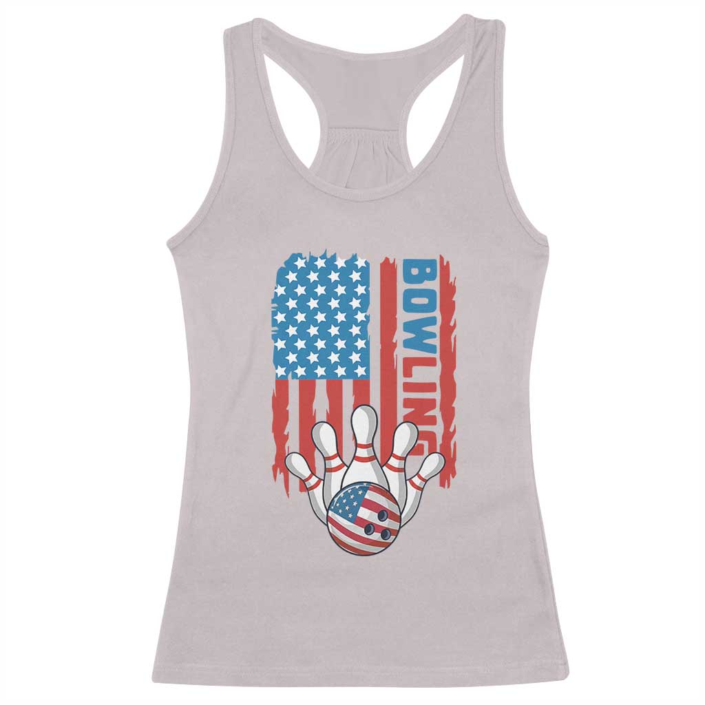 American Flag Patriotic Bowling Racerback Tank Top Bowler Gift - Wonder Print Shop