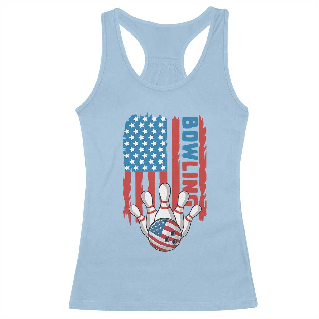 American Flag Patriotic Bowling Racerback Tank Top Bowler Gift - Wonder Print Shop