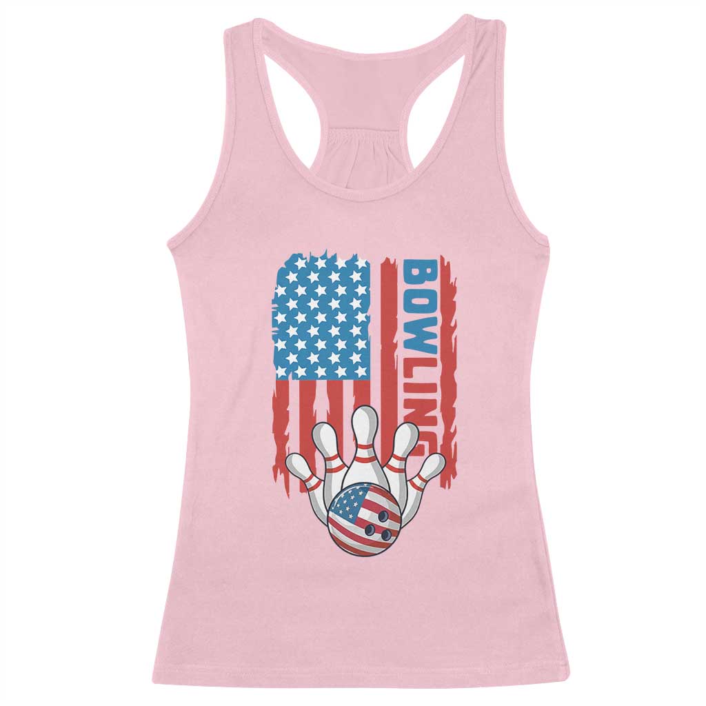 American Flag Patriotic Bowling Racerback Tank Top Bowler Gift - Wonder Print Shop