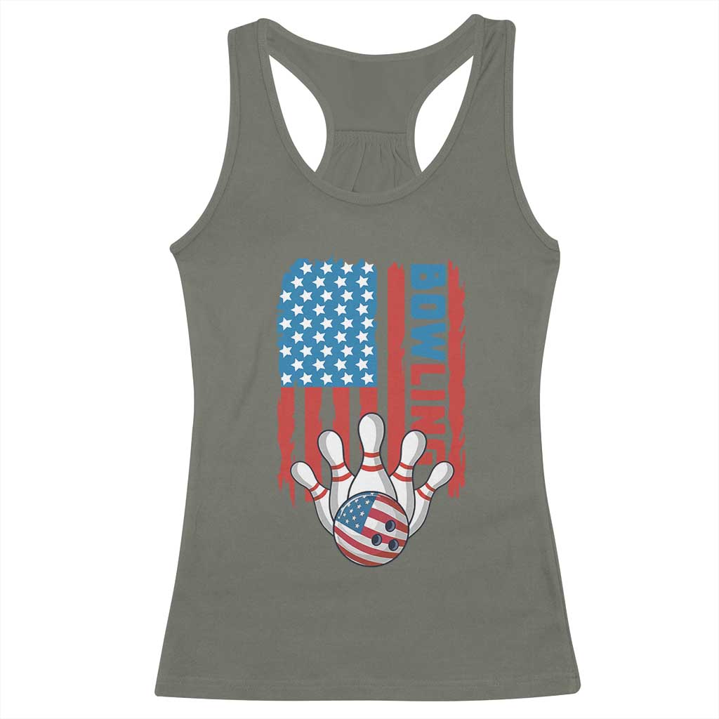 American Flag Patriotic Bowling Racerback Tank Top Bowler Gift - Wonder Print Shop