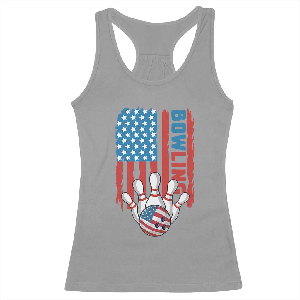 American Flag Patriotic Bowling Racerback Tank Top Bowler Gift - Wonder Print Shop