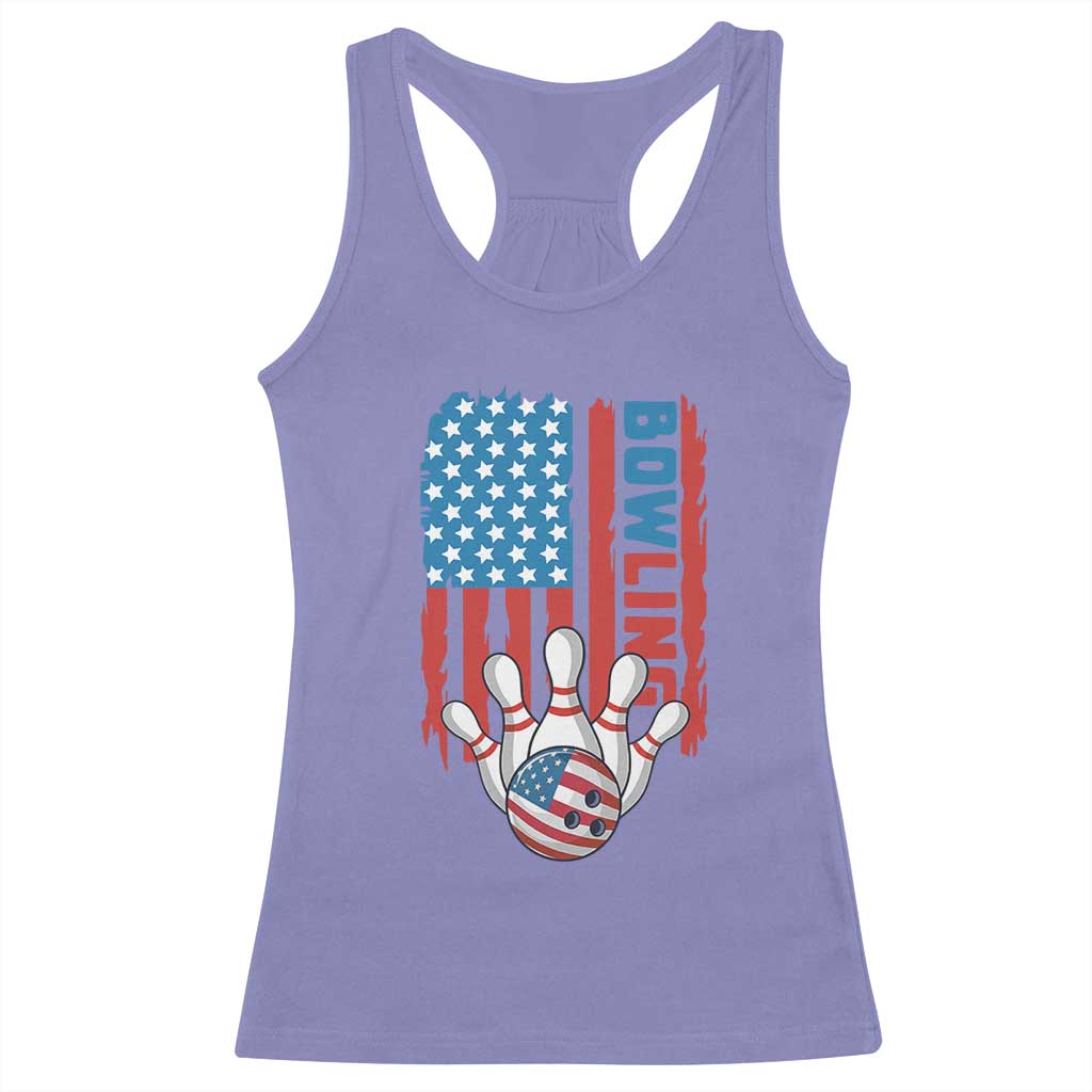 American Flag Patriotic Bowling Racerback Tank Top Bowler Gift - Wonder Print Shop