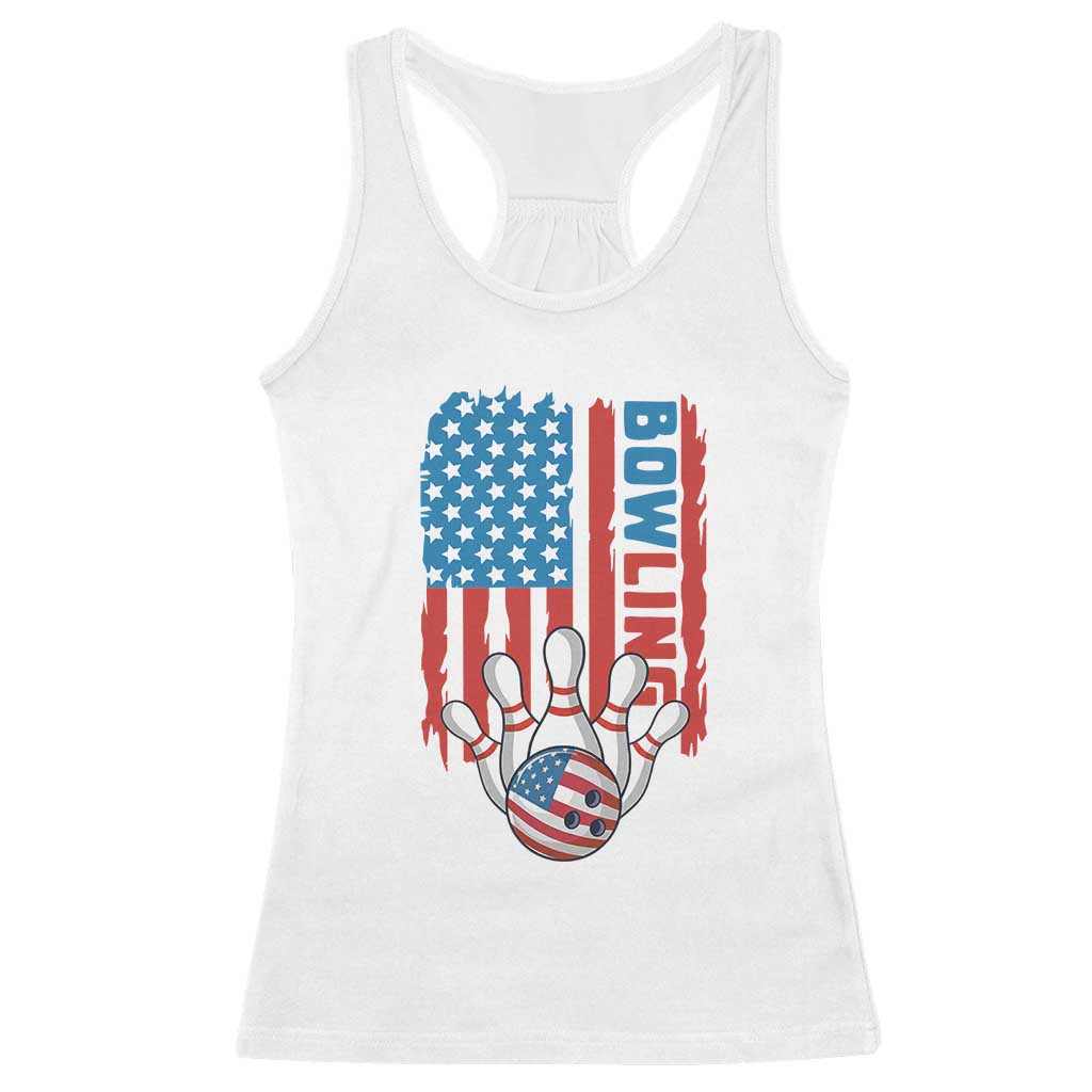 American Flag Patriotic Bowling Racerback Tank Top Bowler Gift - Wonder Print Shop