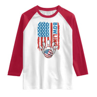 American Flag Patriotic Bowling Raglan Shirt Bowler Gift - Wonder Print Shop