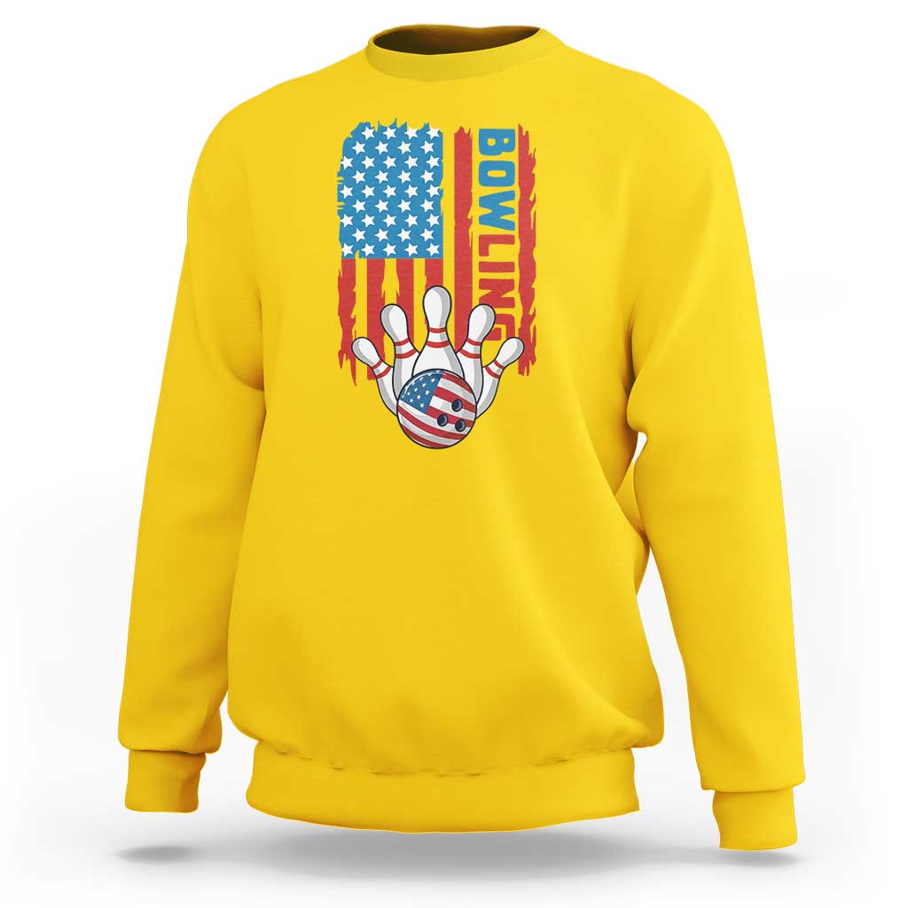 American Flag Patriotic Bowling Sweatshirt Bowler Gift - Wonder Print Shop