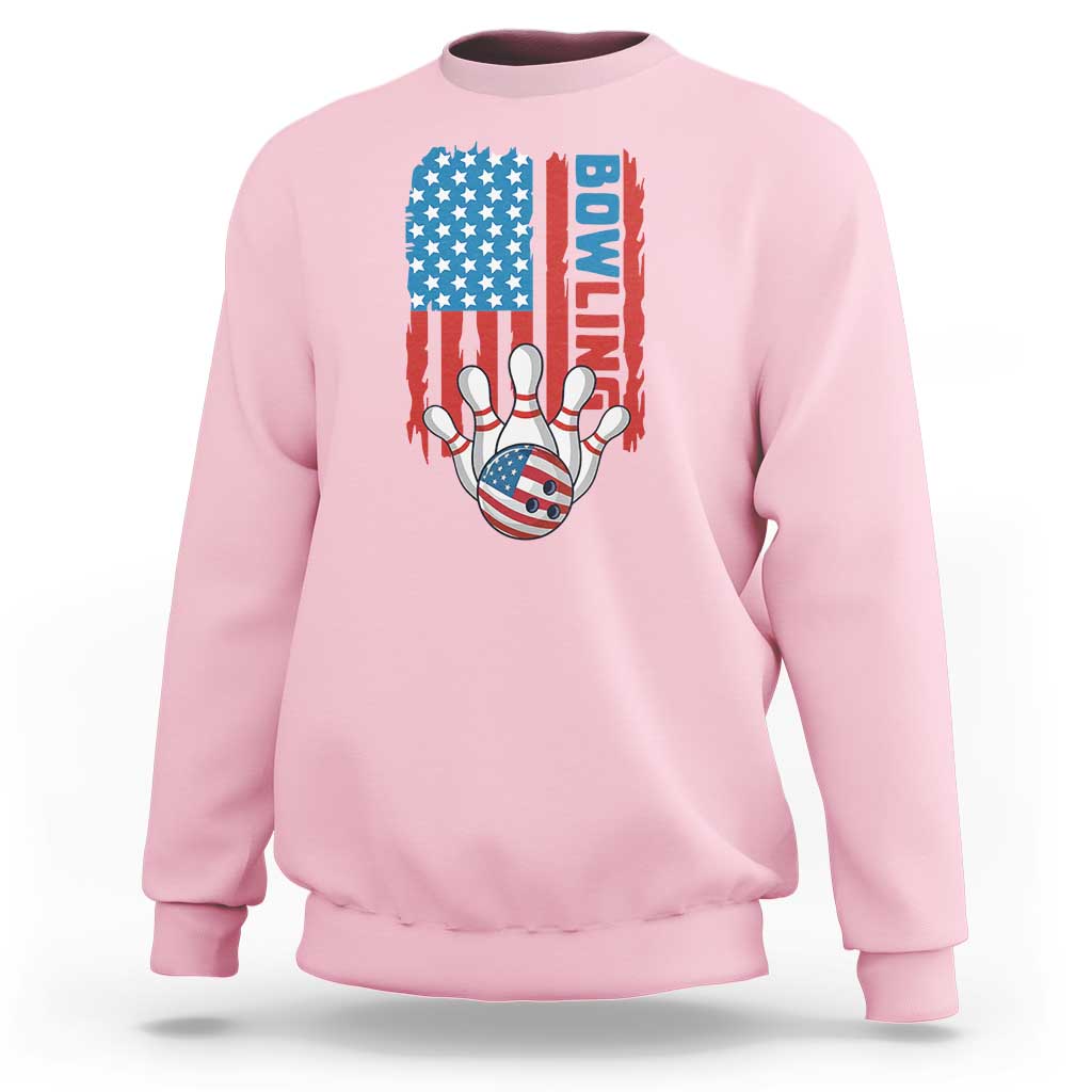 American Flag Patriotic Bowling Sweatshirt Bowler Gift - Wonder Print Shop