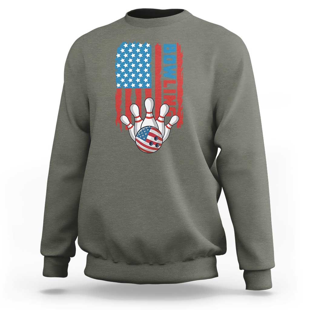 American Flag Patriotic Bowling Sweatshirt Bowler Gift - Wonder Print Shop