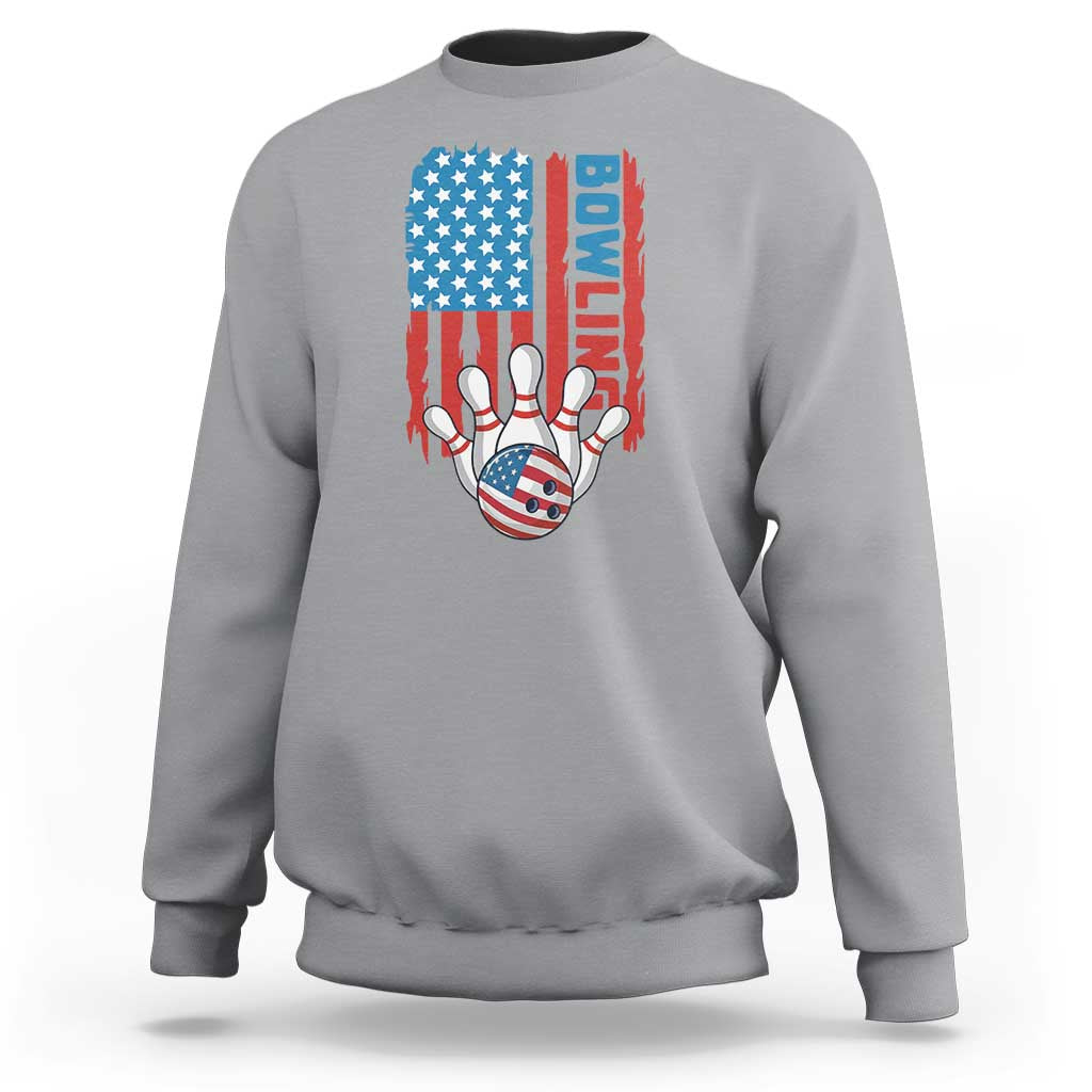 American Flag Patriotic Bowling Sweatshirt Bowler Gift - Wonder Print Shop