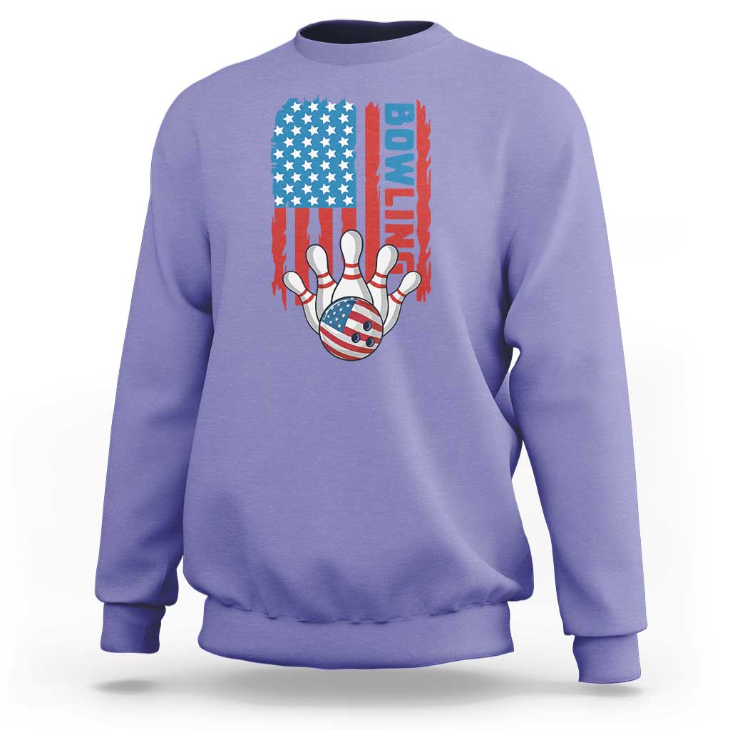 American Flag Patriotic Bowling Sweatshirt Bowler Gift - Wonder Print Shop