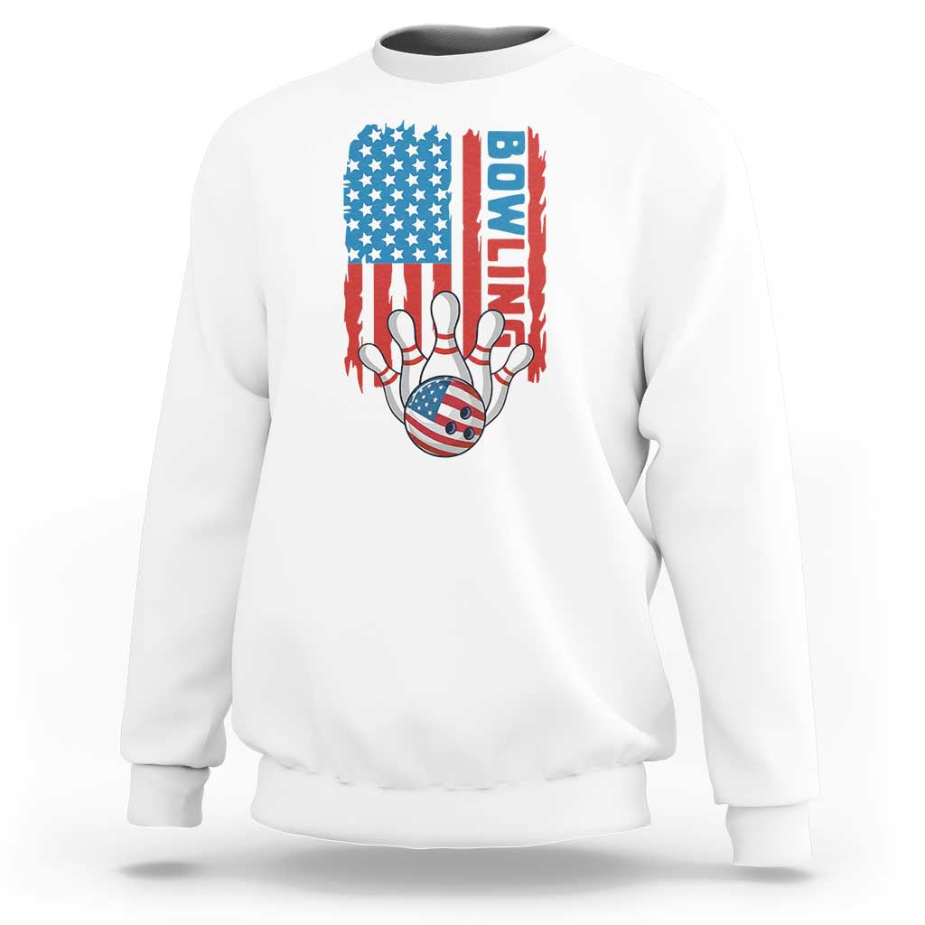 American Flag Patriotic Bowling Sweatshirt Bowler Gift - Wonder Print Shop