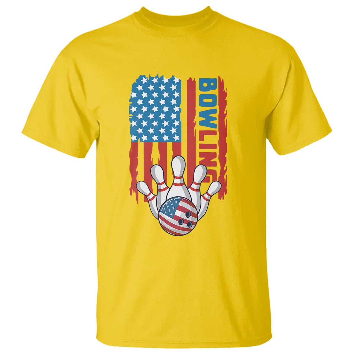 American Flag Patriotic Bowling T Shirt Bowler Gift - Wonder Print Shop