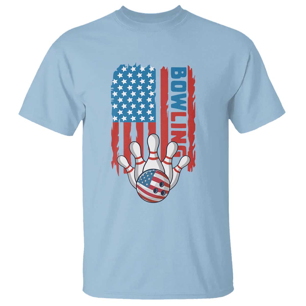 American Flag Patriotic Bowling T Shirt Bowler Gift - Wonder Print Shop