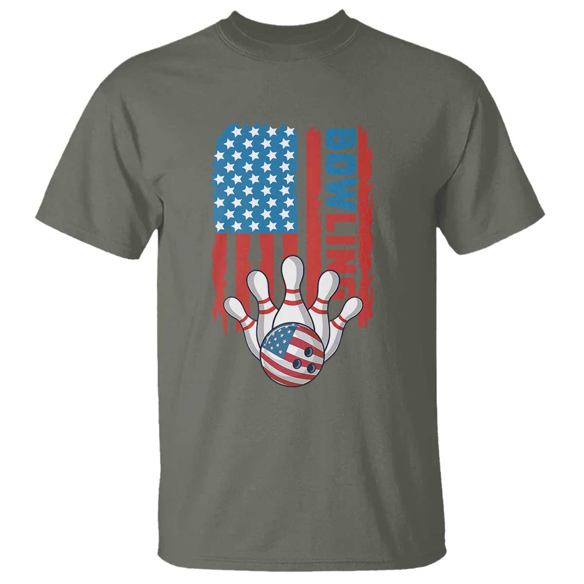 American Flag Patriotic Bowling T Shirt Bowler Gift - Wonder Print Shop